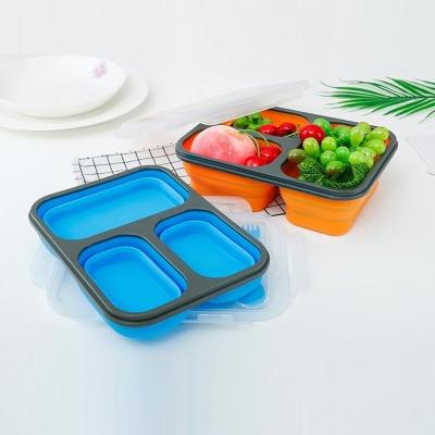 China Solid Color Portable Leakproof Collapsible Multi Function Silicone Box Food Function Tableware Ecochoose Collapsible Lunch Container for sale