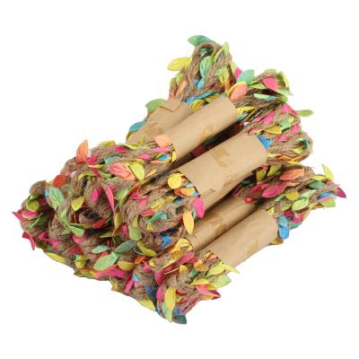 China 2021 Viable Simulation Green Leaves Hemp Rope DIY Wedding Birthday Party Decoration Rattan Gift Wrapping Weaving Rope 2M for sale