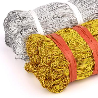 China 1.0mm 1.5mm Gold/Silver Rubber Bands Around The Elastic Band Fiat Elastic Band Elastic Band Stretch Cord Bungee Bungee Seam High Elastic Cord for sale