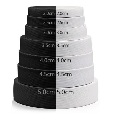 China Web Elastic Band 42 Meters Crocheted Knit Clothing Sewing Bungee Cord Elastic Band 20mm-50mm Wide And 1mm Thick Black White Elastic Band for sale