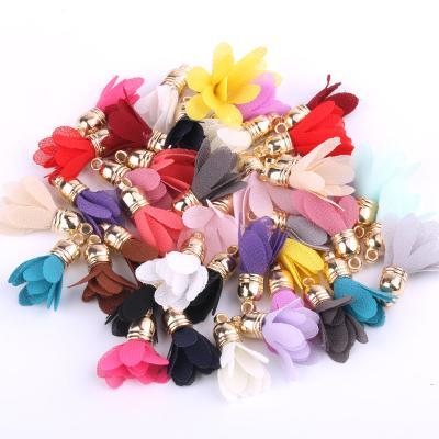 China Decor DIY 3cm Fabric Flower Tassel Pendants For Jewelry Making Key Chain Cell Phone Ties Earring Tassel Charms DIY 200pcs/bag for sale