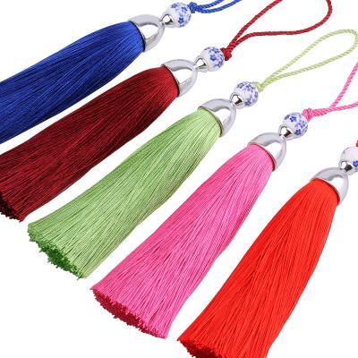 China Cell Phone Tassel Accessories Tassel Fringe Trim Sewing Pendant 24cm Long Silk Brush Fringe For Curtains Jewelry DIY Home Decor for sale