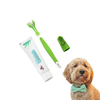 China Viable Wholesale Pet Toothbrush Cleaning 2in1 Sohpety Grooming Tools Dog Cleaning Toothpaste for sale