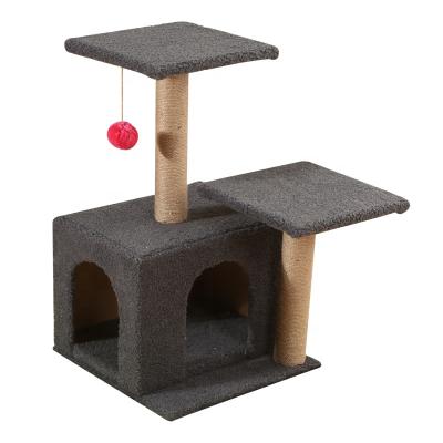 China Sohpety Hotsale Modern High Quality Viable Pet Scratcher Tree With Wood Cat Tower Luxury Large House Housing for sale