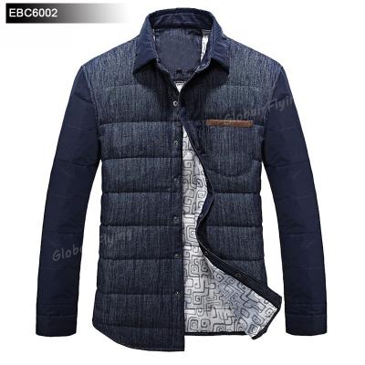 China Anti-Wrinkle Denim Fabric Down Shirt Mens Wear Jacket Coat S 90White Duck Down Winter Men Clothing Ultra Light OEM Customized for sale