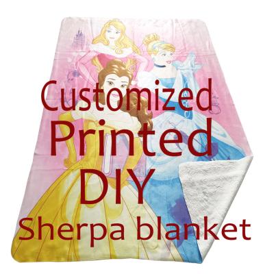 China Sublimation Blanket DIY Digital Printing Photo Polyester Double-Layer Sherpa Anti-Static Side Fleece Customized Blanket for sale