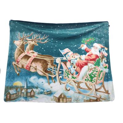 China Sublimation Digital Printing Photo Polyester Double-Layer Xmas Sherpa Anti-Static Blanket Side Fleece Customized Blanket for sale