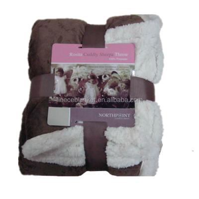 China Double Layer Fire Retardant Multiple Colors Reversible Microplush Sherpa Throw Blanket for sale