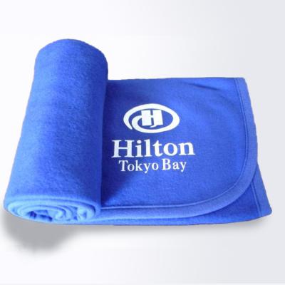 China 100% Polyester Plain Solid Color Anti-pilling Dyed Coral Fleece Flannel Embroidery Fleece Custom Branded Blanket With Logo for sale