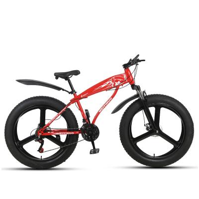 China New Arrival 4.0 Tire Snow Bike Wholesale 3 Spokes Steel 26 Inch Speed ​​Mountain Bike 21,24,27 Wheel Beach Bicycle for sale