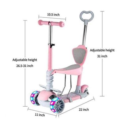 China 2021 New Kid 3 Wheels Adjustable Kids Kick Scooter 5in1 Baby Foot Scooter With Seat for sale