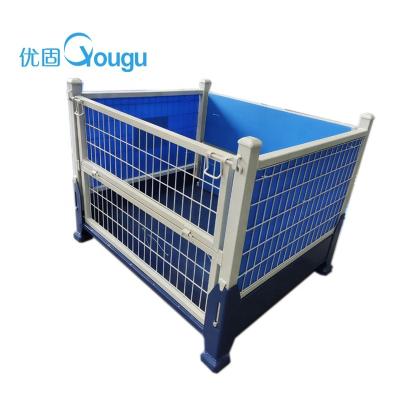 China Save Space Folding Storage Rack Metal Wire Storage Custom Powder Plated Collapsible Cage Van Container for sale