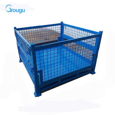 China Save Space Collapsible Folding Storage Rack Metal Wire Storage Cage Custom Powder Plated for sale