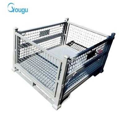 China Space Saving Powder Plated Heavy Duty Collapsible Rigid Metal Storage Container Custom Cage for sale