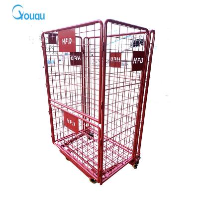 China Durable Heavy Duty Customized Powder Coating Steel Structure Transport Hand Carts And Trolleys Foldable Cage for sale