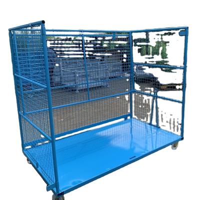 China Large Size Space Saving Style Industrial Rolling Cage Trolley Container Logistics Trolley European Transfer Cage for sale