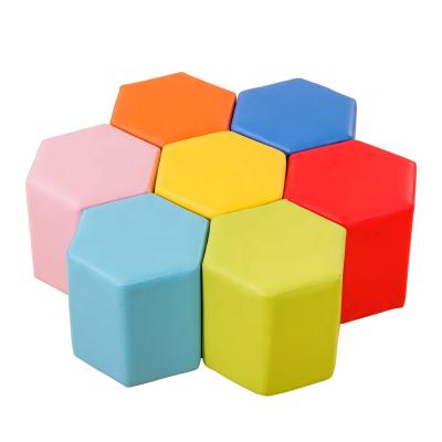 China Modular Multicolor Hexagonal Hexagonal Furniture Fabric Leather Stool Ottoman for sale