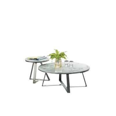 China Top Side Eco - Friendly White Marble Table Nesting Coffee Table With Gold Stainless Steel Base for sale