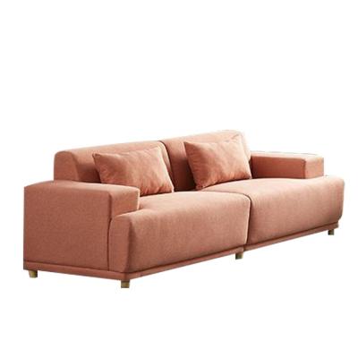 China (Other) Small Pink Adjustable Flat Upholstered Fabric Sofa With Wooden Leg Couch Living Room Sofa Sets for sale