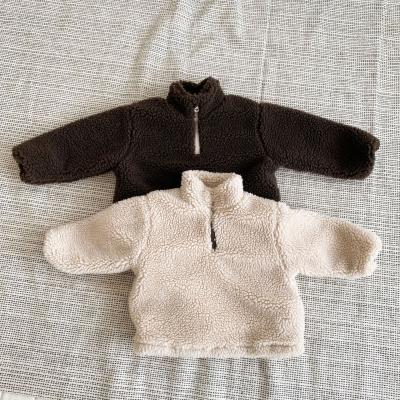 China Anti-wrinkle Winter Babies Boys Berber Fleece Sweater Kids Winter Baby Boys Winter Warm Jacket Zipper Collar Sweatshirt Funny Sherpa Sweater Coat 1-6years for sale