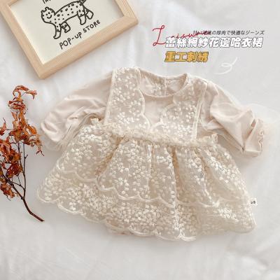 China Breathable Cute Infant Babies Full Bodysuits Princess Dress Lace Embroidery Flower Romper Dresses Newborn Toddler Overalls Jumpsuits for sale