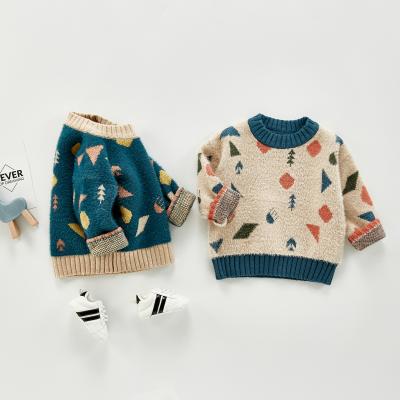 China Autumn Winter Baby Girls Boys Anti-Shrink Knitted Casual Geometric Print Cotton Sweaters Toddler Kids Sweater Casual Warm Pullovers for sale