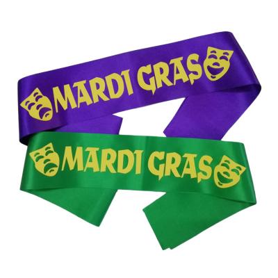 China Carnival Party Shoulder Strap MARDI GRAS Fun Decoration CARNIVAL PARADE Props Satin Fabric Sustainable Festival Printed Strap for sale