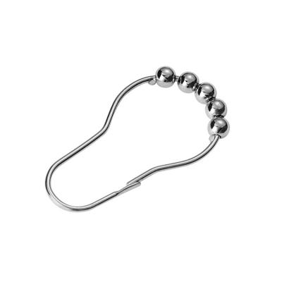 China Modern Wholesale Metal Ball Shower Curtain Hooks Rings Hangers Stainless Steel Five Bead Single Hooks for sale