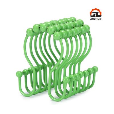 China Modern Rust Resistant Stainless Steel Metal Double Green Shower Curtain Rings And Hooks for Bathroom Curtain for sale