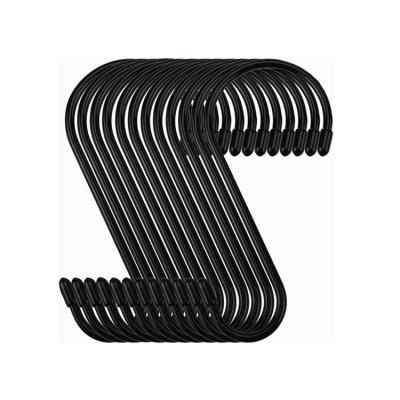 China Modern Heavy Duty Black Coated Metal S Shaped Shower Curtain Hooks Stainless Steel S Hooks for Hanging for sale