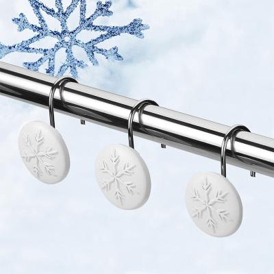 China Modern Christmas snowflower  living room kitchen hooks shower curtain hooks rings bathroom shower curtain hooks for sale