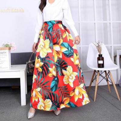 China Women Plus Size New Arrivals Fashion Floral Print Summer Ladies Casual Long Skirt for sale