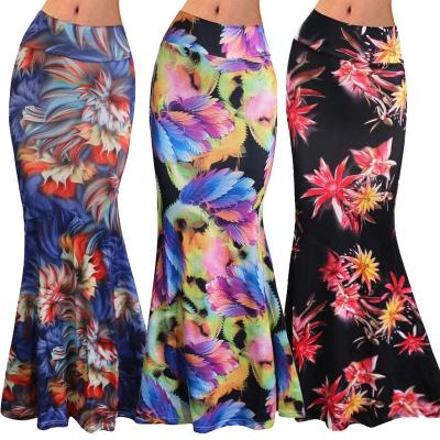 China Plus Size Long Design Women's Maxi Skirt Printed Package Hip Skirt for sale