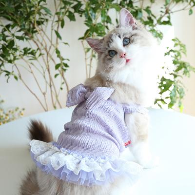 China Cute Bubble Nylon Soft Purple Cotton Cat Dog Clothes Dress Spring Summer Pet Clothes for sale