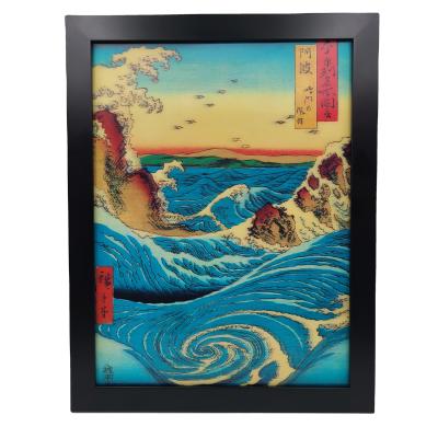 China Japan 3D Flip Lenticular Poster Custom Cartoon 3D Kanagawa Lenticular Printing Picture for sale