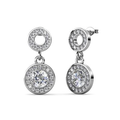 China Lead Free Nickel Free Sterling Silver Hypoallergenic 925 Long Austrian Crystal Vintage Jewelry Drop Halo Statement Earrings Destiny Jewelery Hypoallergenic Dangle for sale