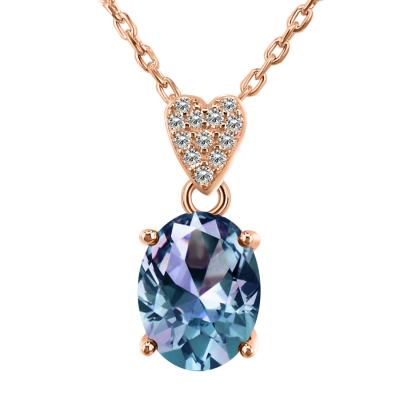 China Destiny Jewelery Women's Romantic Heart Pendant Necklace Alexandrite Gemstone Color Change Sterling Silver 925 Free Lead Free Nickel Environmental Friendly Jewelry for sale