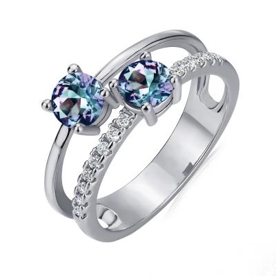 China Double Round Cut Fine Jewelry Ring For Women Destiny Jewelery Nickel Stone Women Ring Jewelry Sterling Silver 925 Alexandrite Free Fashion Lead Free Environmental Friendly Gemstone New for sale