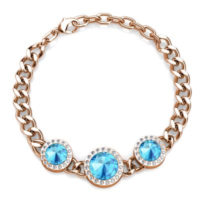 China High Quality Hypoallergenic Luxury Designer Brand Lydia Circle Blue Austrian Rhine Lead And Nickel Free Bracelet Jewelry 2021 New Stones Jewelry Chunky Cuban Link Bracelet Destiny for sale