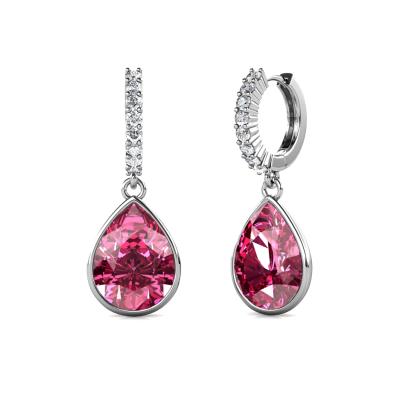 China High Quality Hypoallergenic Nickel and Lead Free Drop Earrings Wholesale Austrian Crystal Piercings Jewelry Fashion Bridesmaids Huggie Dangling Pink Teardrop Earrings Destiny Jewelery for sale