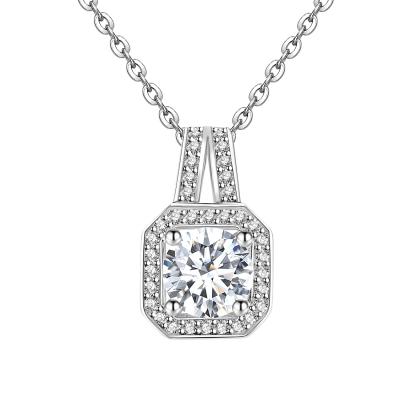 China Vintage 2022 Lead Free Nickel Free Women's Jewelry Sterling Silver 925 Environmentally Friendly Wedding Jewelry GRA Moissanite Diamond Halo Pendant Women Necklace Destiny Jewelery for sale