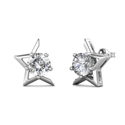 China High Quality Fine Silver Particularly Shiny Diamond 925 Sterling Silver Star Stud Earrings Handmade Finish Jewelry Quality Gemstone Moissanite Destiny Jewelery for sale