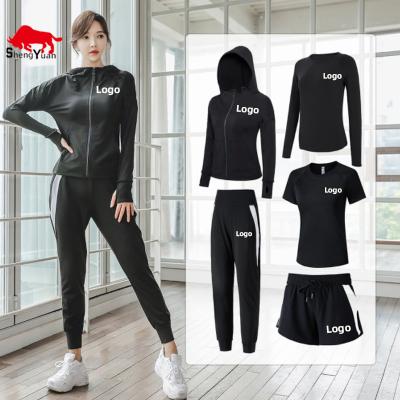 China Wholesale Custom Breathable Logo Training Wear Set Polyester Dry T-Shirt Pants Exercising Fitness Gym Wear For Women for sale