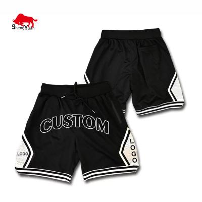 China Custom Antibacterial Breathe Free Mesh Embroidery Basketball Shorts Sublimated Men Basketball Shorts for sale