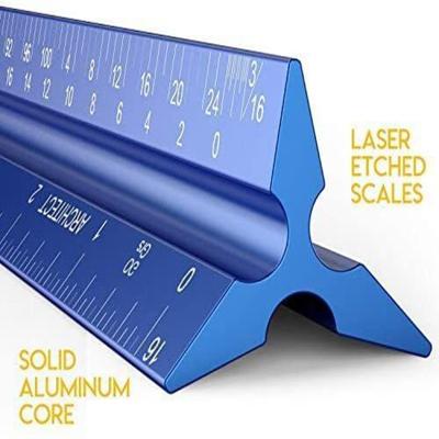 China Gifts Christmas Gift Metal Ruler Scale Aluminum Ruler Triangular Ruler for sale