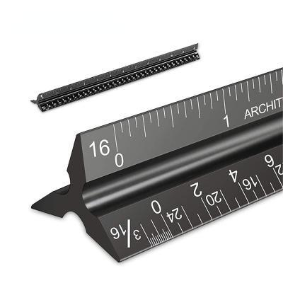 China Architect Scale Aluminum Triangular Scale Black Aluminum Ruler For Engineers for sale