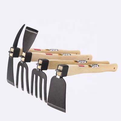 China High Quality Wooden Handle Gardening Tool Hoe For Garden Cultivating Agriculture Flower Planting Fork Shaped DIY Tools for sale