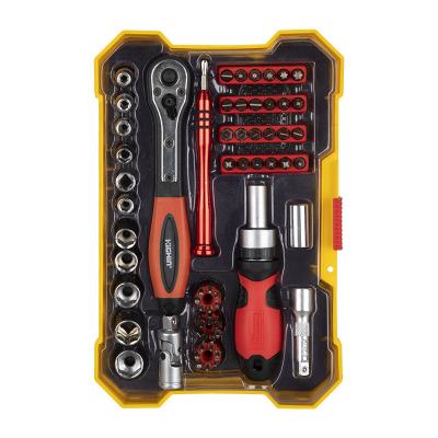 China Household Tool Kit 63 in 1 Professional Ratchet Screwdriver Tool Kit with Screwdriver Bit and Precision Bit for sale