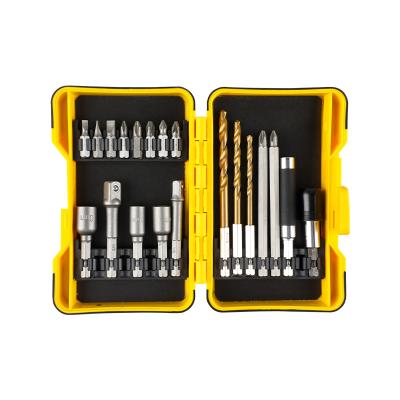 China DIY Tools 20 in 1 screwdriver bit set socket with steel ball bit and extension bar and drill bit and nut drive and quick release coupling for sale