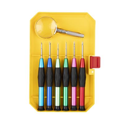 China The Cell Phone Repairing Tool Kit 7 Pieces Precision Screwdriver Tool Kit High Quality With Professional Magnifier Hand For Cell Phone Repair for sale